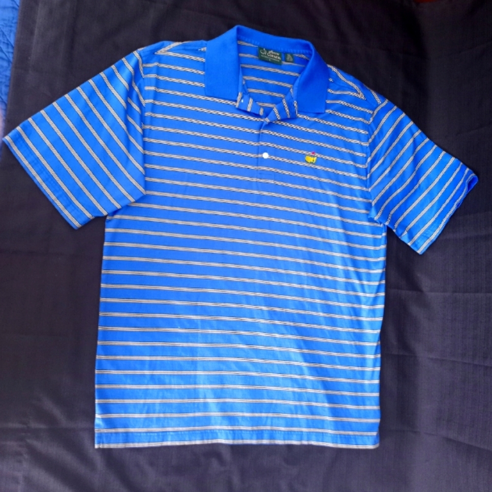 The Masters Amen Corner GOLF Short Sleeve POLO Shirt Adult MENS LARGE Blue